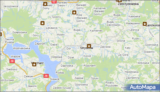 mapa Stryszów, Stryszów na mapie Targeo