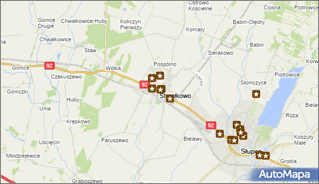 mapa Strzałkowo powiat słupecki, Strzałkowo powiat słupecki na mapie Targeo