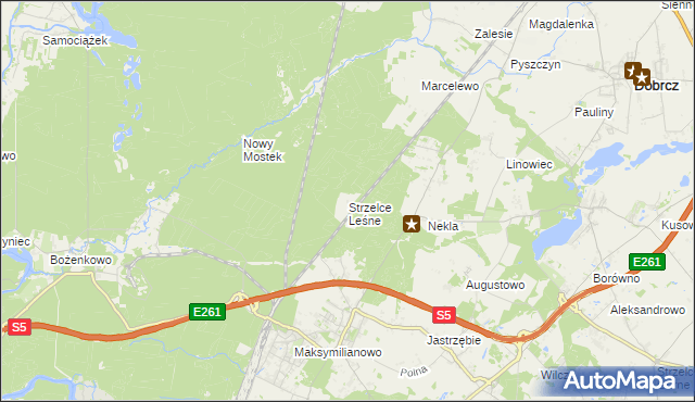 mapa Strzelce Leśne, Strzelce Leśne na mapie Targeo