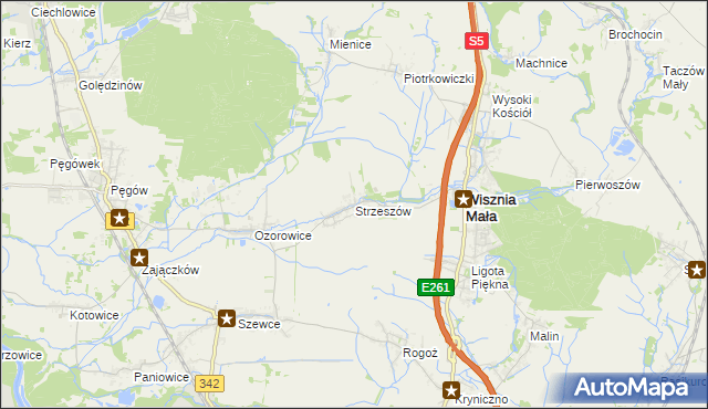 mapa Strzeszów gmina Wisznia Mała, Strzeszów gmina Wisznia Mała na mapie Targeo