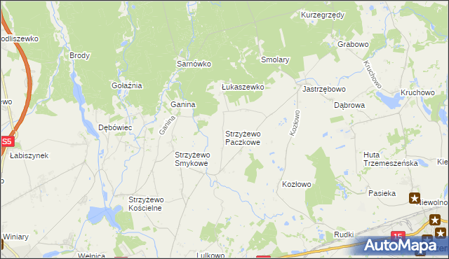 mapa Strzyżewo Paczkowe, Strzyżewo Paczkowe na mapie Targeo