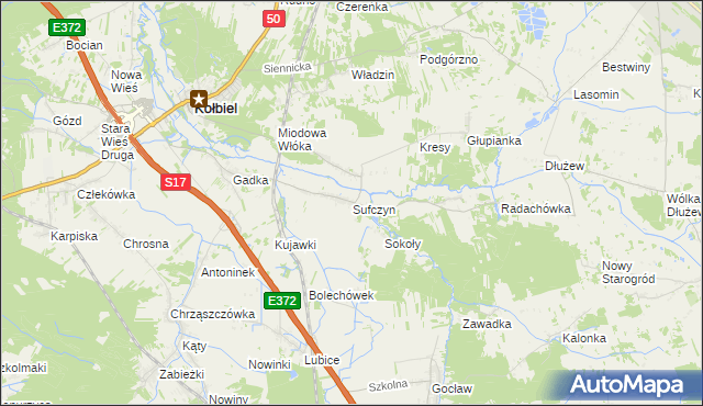 mapa Sufczyn gmina Kołbiel, Sufczyn gmina Kołbiel na mapie Targeo