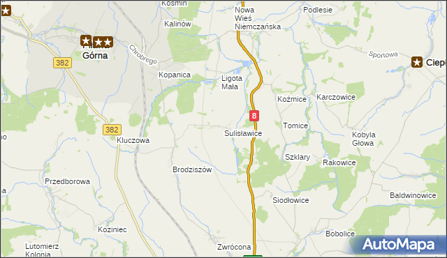 mapa Sulisławice gmina Ząbkowice Śląskie, Sulisławice gmina Ząbkowice Śląskie na mapie Targeo