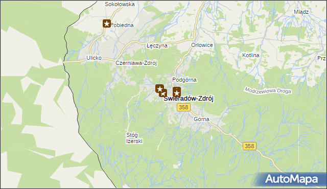 mapa Świeradów-Zdrój, Świeradów-Zdrój na mapie Targeo