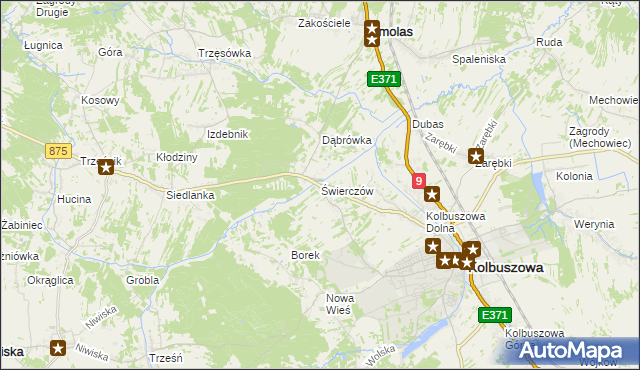 mapa Świerczów gmina Kolbuszowa, Świerczów gmina Kolbuszowa na mapie Targeo