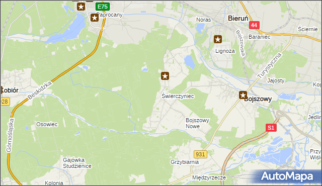 mapa Świerczyniec gmina Bojszowy, Świerczyniec gmina Bojszowy na mapie Targeo