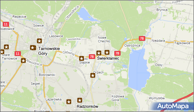 mapa Świerklaniec, Świerklaniec na mapie Targeo