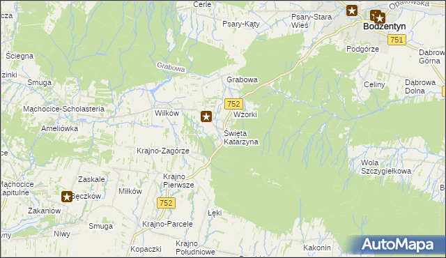 mapa Święta Katarzyna gmina Bodzentyn, Święta Katarzyna gmina Bodzentyn na mapie Targeo