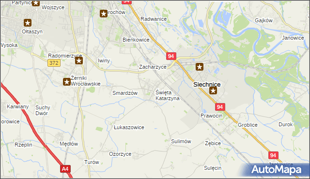 mapa Święta Katarzyna gmina Siechnice, Święta Katarzyna gmina Siechnice na mapie Targeo