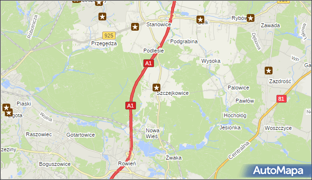 mapa Szczejkowice, Szczejkowice na mapie Targeo