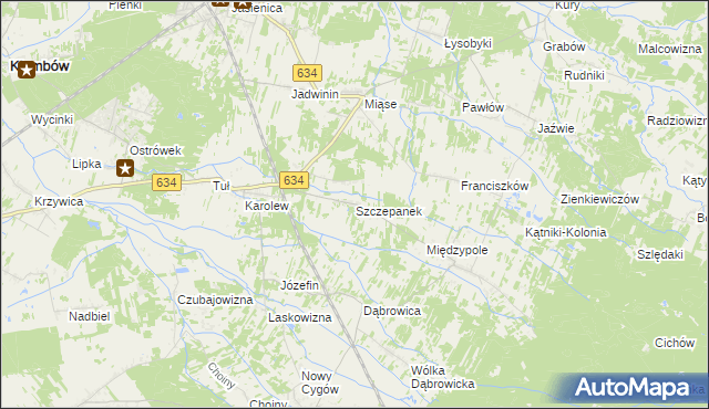 mapa Szczepanek gmina Tłuszcz, Szczepanek gmina Tłuszcz na mapie Targeo