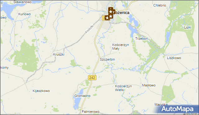 mapa Szczerbin gmina Łobżenica, Szczerbin gmina Łobżenica na mapie Targeo