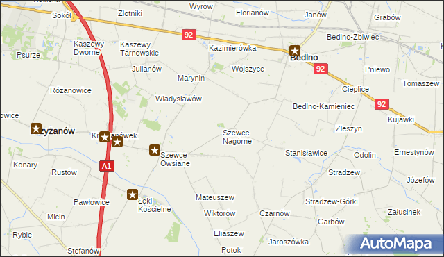 mapa Szewce Nagórne, Szewce Nagórne na mapie Targeo