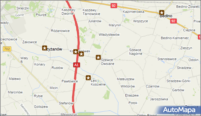 mapa Szewce Owsiane, Szewce Owsiane na mapie Targeo