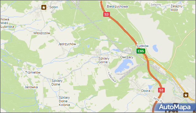 mapa Szklary Górne, Szklary Górne na mapie Targeo