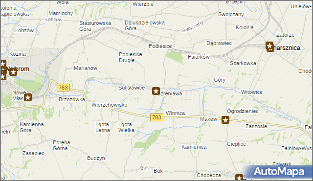 mapa Szreniawa gmina Gołcza, Szreniawa gmina Gołcza na mapie Targeo