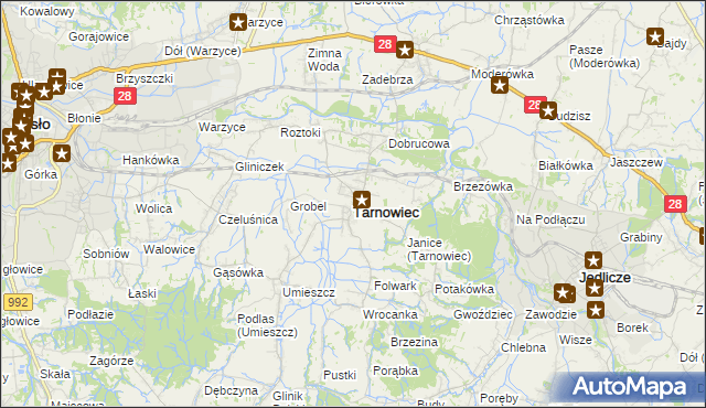 mapa Tarnowiec powiat jasielski, Tarnowiec powiat jasielski na mapie Targeo