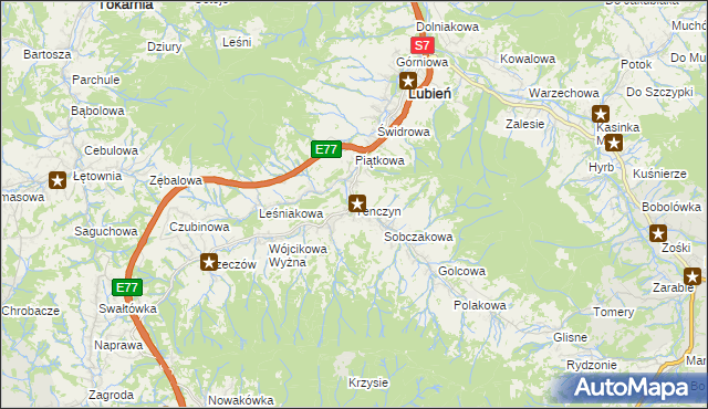 mapa Tenczyn, Tenczyn na mapie Targeo