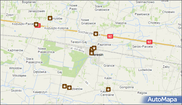 mapa Teresin powiat sochaczewski, Teresin powiat sochaczewski na mapie Targeo