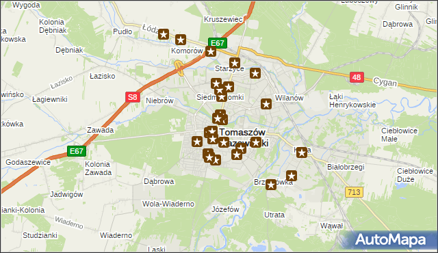 mapa Tomaszów Mazowiecki, Tomaszów Mazowiecki na mapie Targeo