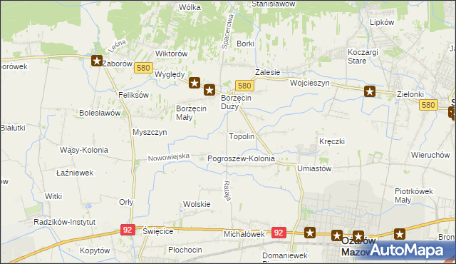 mapa Topolin gmina Stare Babice, Topolin gmina Stare Babice na mapie Targeo