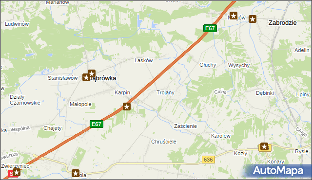 mapa Trojany gmina Dąbrówka, Trojany gmina Dąbrówka na mapie Targeo
