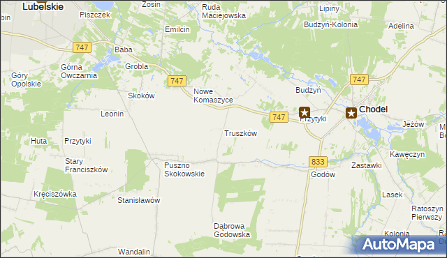 mapa Truszków, Truszków na mapie Targeo