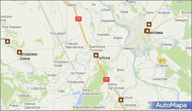 mapa Tryńcza, Tryńcza na mapie Targeo