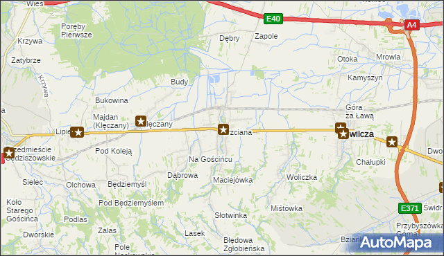 mapa Trzciana gmina Świlcza, Trzciana gmina Świlcza na mapie Targeo