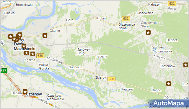 mapa Trzciany gmina Jabłonna, Trzciany gmina Jabłonna na mapie Targeo