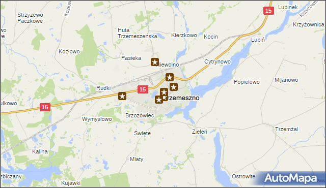 mapa Trzemeszno powiat gnieźnieński, Trzemeszno powiat gnieźnieński na mapie Targeo