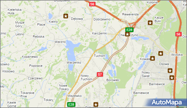 mapa Tuchom, Tuchom na mapie Targeo