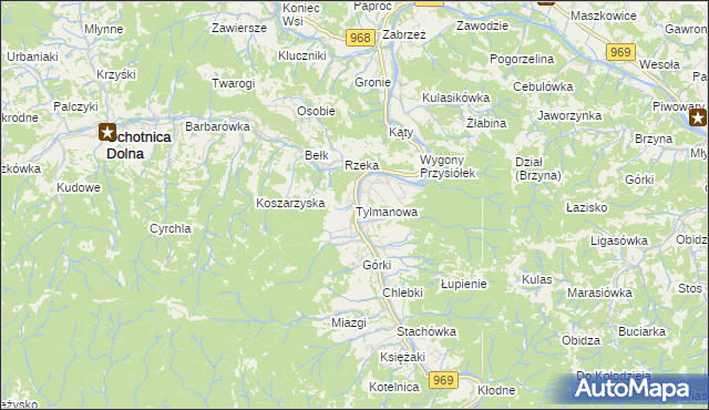 mapa Tylmanowa, Tylmanowa na mapie Targeo