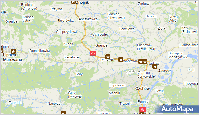 mapa Tymowa gmina Czchów, Tymowa gmina Czchów na mapie Targeo