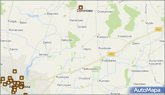 mapa Ulejno gmina Środa Wielkopolska, Ulejno gmina Środa Wielkopolska na mapie Targeo