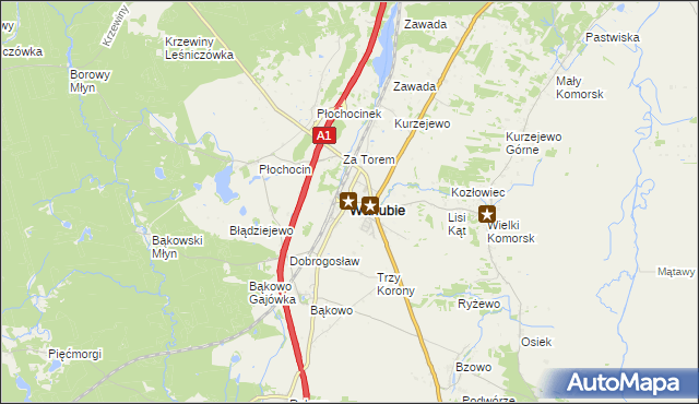 mapa Warlubie, Warlubie na mapie Targeo