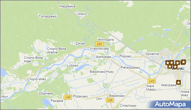 mapa Wartosław, Wartosław na mapie Targeo