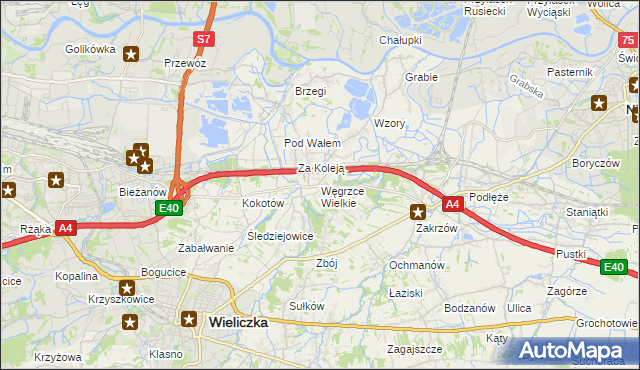 mapa Węgrzce Wielkie, Węgrzce Wielkie na mapie Targeo