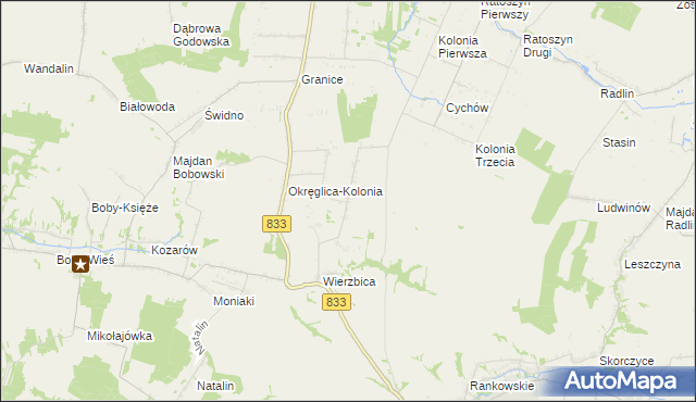 mapa Wierzbica-Kolonia gmina Urzędów, Wierzbica-Kolonia gmina Urzędów na mapie Targeo