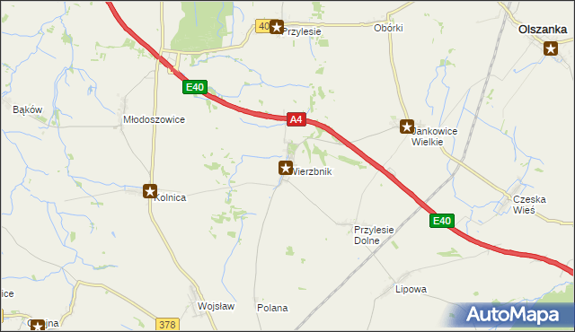 mapa Wierzbnik gmina Grodków, Wierzbnik gmina Grodków na mapie Targeo