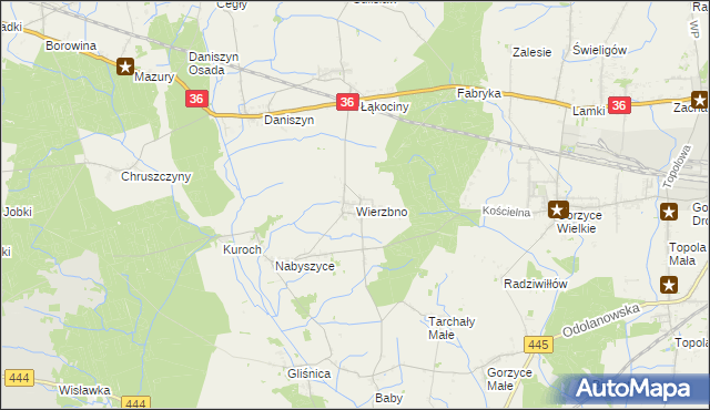 mapa Wierzbno gmina Odolanów, Wierzbno gmina Odolanów na mapie Targeo