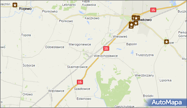 mapa Wierzchosławice gmina Gniewkowo, Wierzchosławice gmina Gniewkowo na mapie Targeo