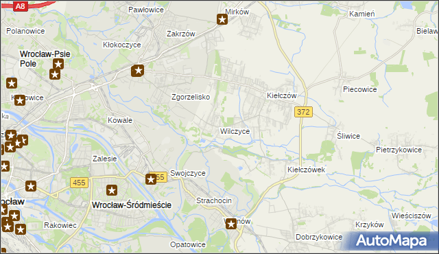 mapa Wilczyce gmina Długołęka, Wilczyce gmina Długołęka na mapie Targeo