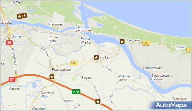 mapa Wiślinka, Wiślinka na mapie Targeo