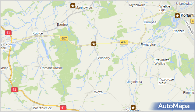 mapa Włodary, Włodary na mapie Targeo