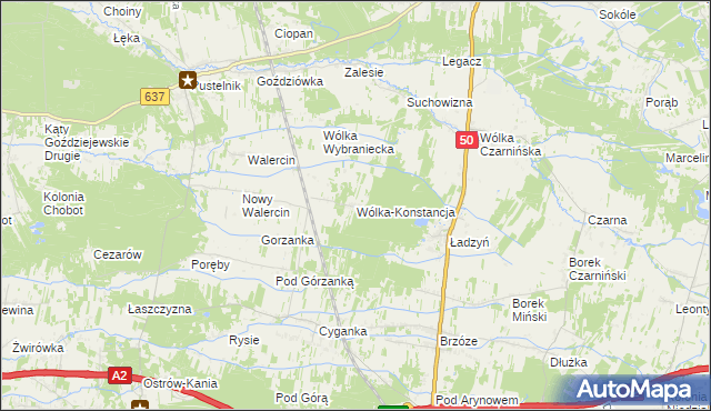 mapa Wólka-Konstancja, Wólka-Konstancja na mapie Targeo