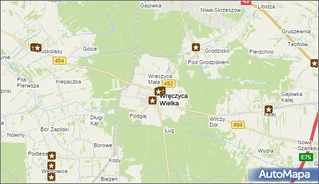 mapa Wręczyca Wielka, Wręczyca Wielka na mapie Targeo