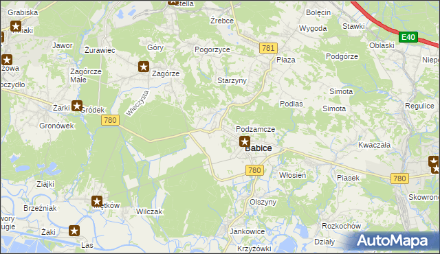 mapa Wygiełzów gmina Babice, Wygiełzów gmina Babice na mapie Targeo