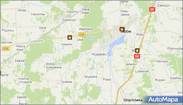 mapa Wyglądały gmina Jadów, Wyglądały gmina Jadów na mapie Targeo