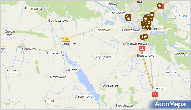 mapa Wymysłowo gmina Oborniki, Wymysłowo gmina Oborniki na mapie Targeo